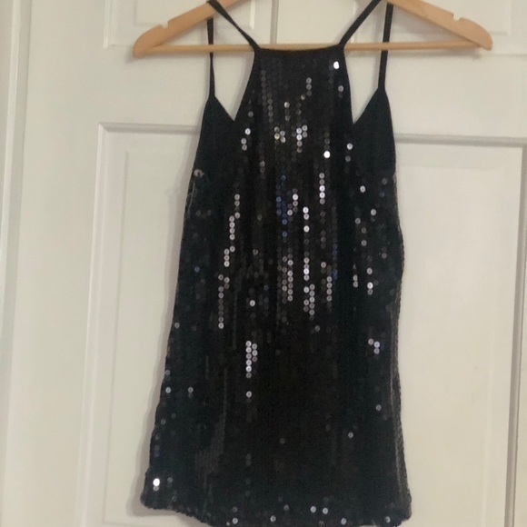 Lilly White Black Sequence Tank Top NWT Sz S - Picture 1 of 4